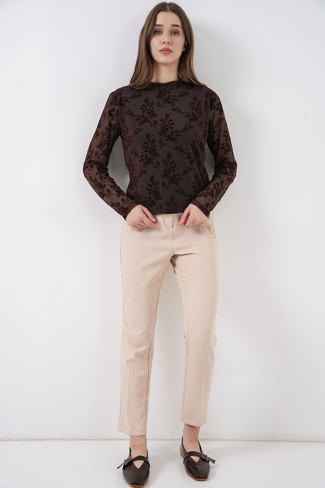 Bigdart Blouse à motifs à manches longues pour femme 983 - Marron