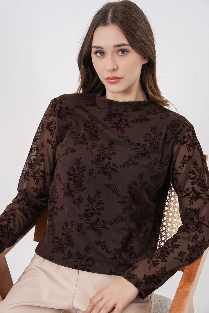 Bigdart Blouse à motifs à manches longues pour femme 983 - Marron