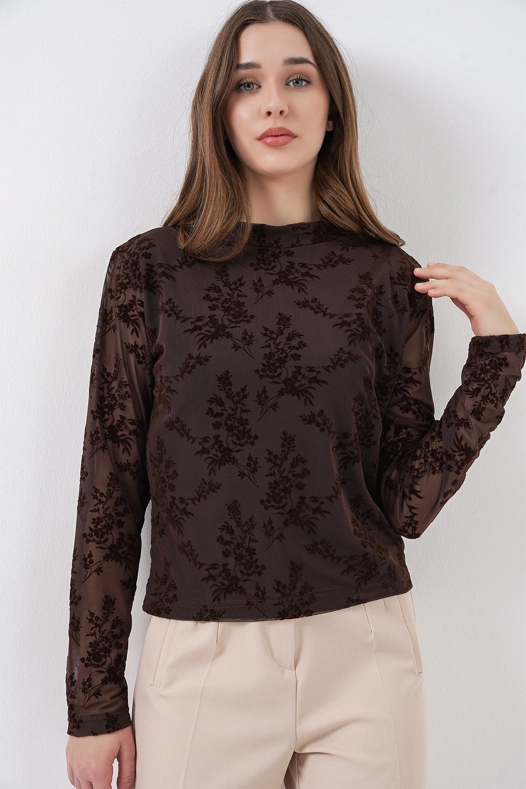 Bigdart Blouse à motifs à manches longues pour femme 983 - Marron
