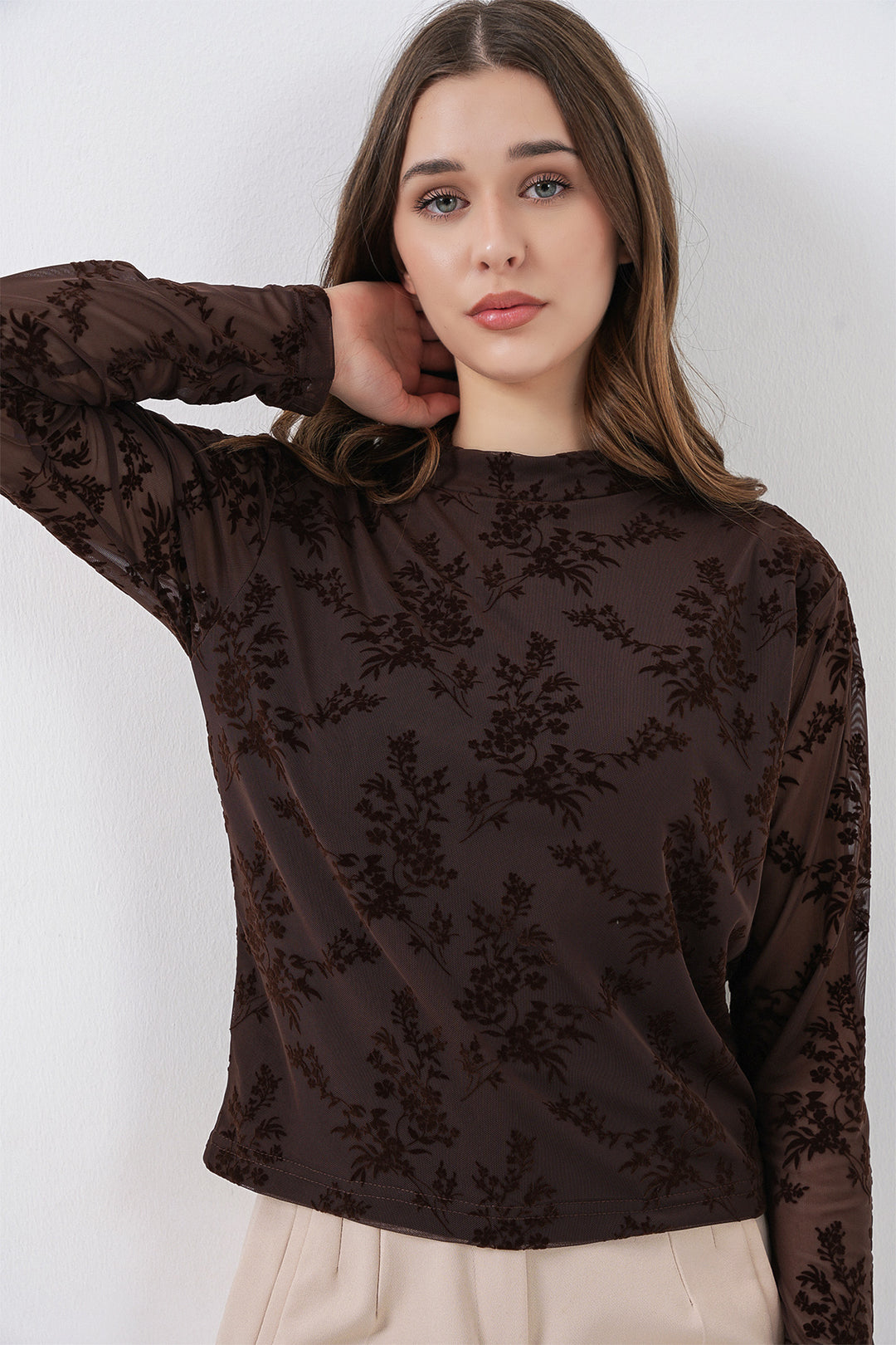 Bigdart Blouse à motifs à manches longues pour femme 983 - Marron