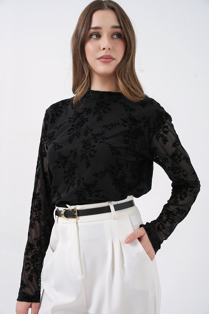 Bigdart Blouse à motifs à manches longues pour femme 983 - Noir