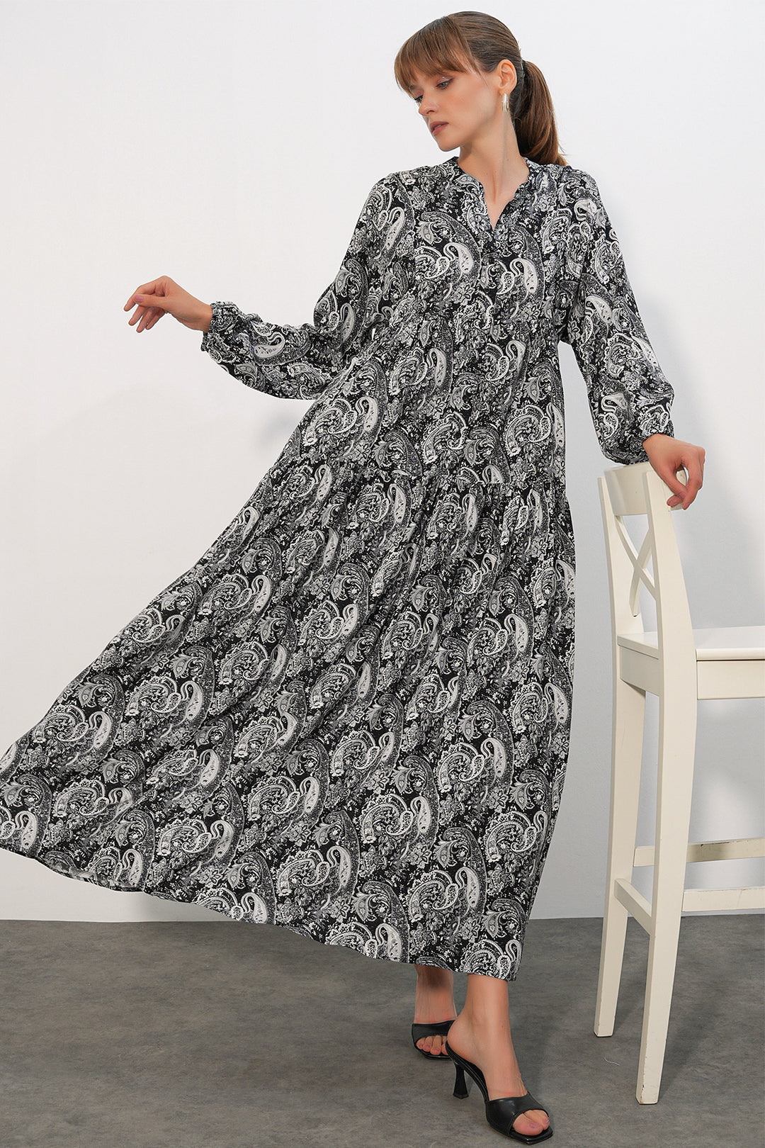 Bigdart Robe de hijab longue à motifs pour femme 2585 - Blanc