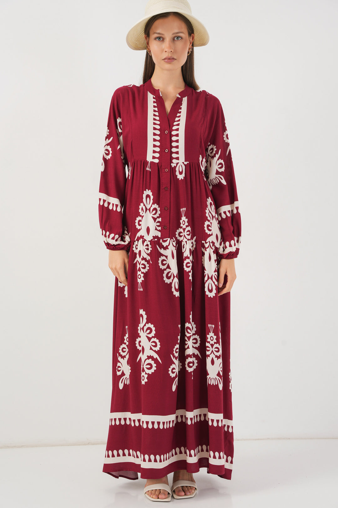 Bigdart Robe longue à motifs pour femme 2585 - Bordeaux A.