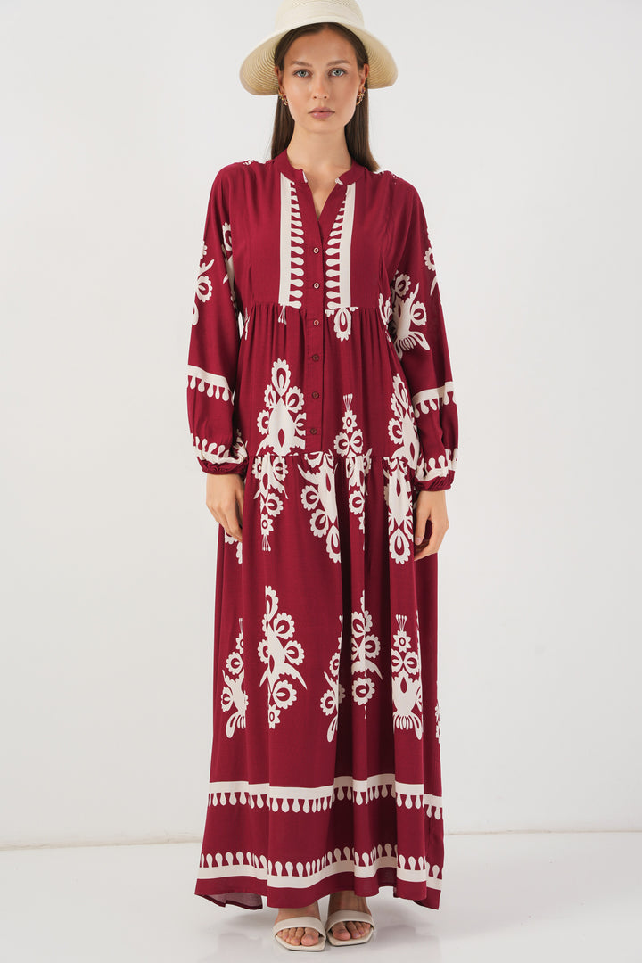 Bigdart Robe longue à motifs pour femme 2585 - Bordeaux A.
