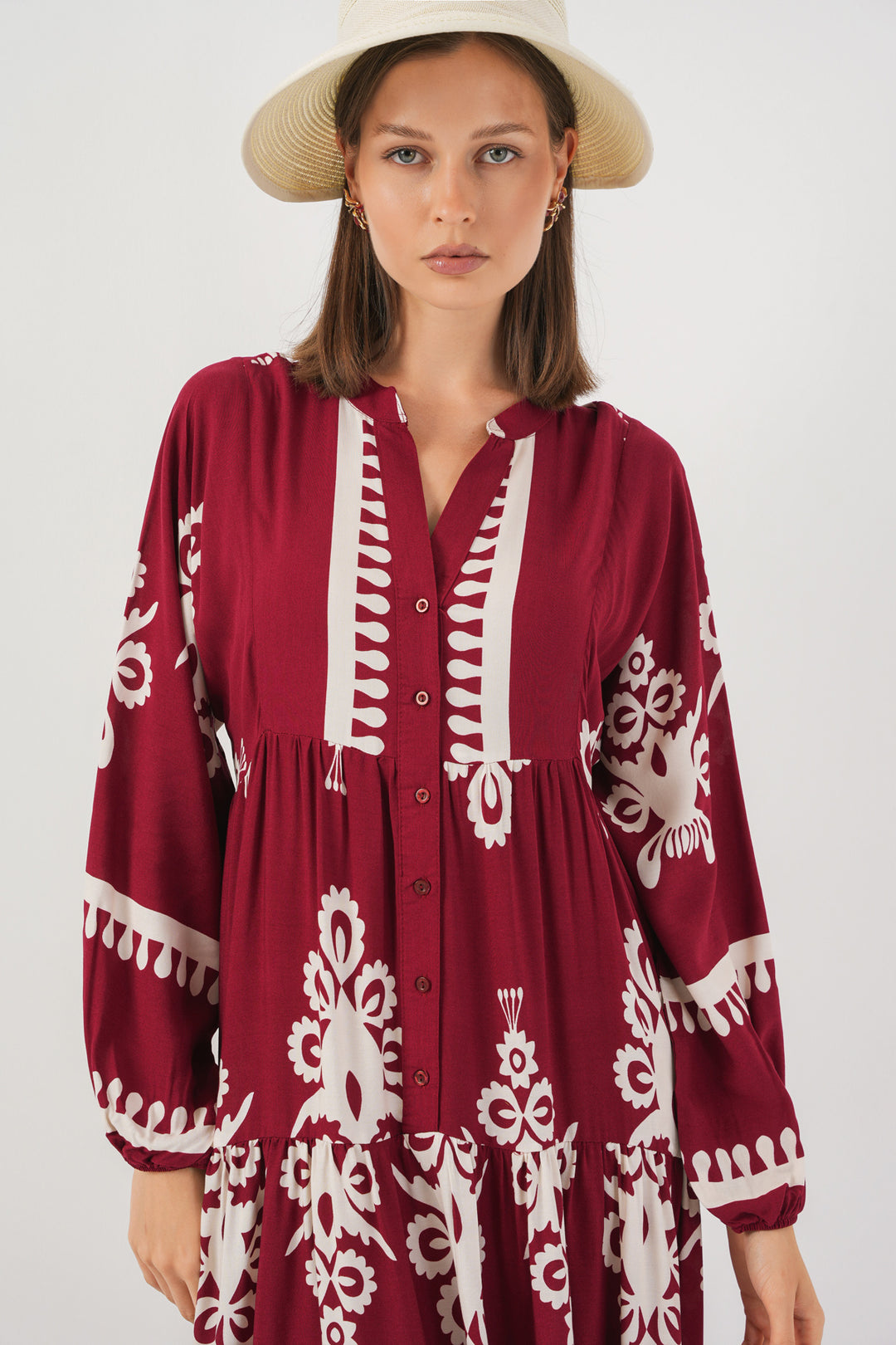 Bigdart Robe longue à motifs pour femme 2585 - Bordeaux A.