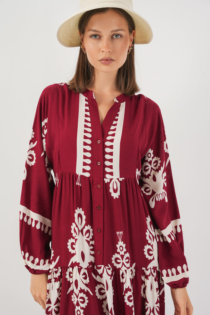 Bigdart Robe longue à motifs pour femme 2585 - Bordeaux A.