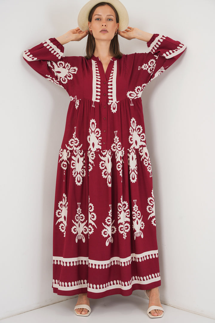 Bigdart Robe longue à motifs pour femme 2585 - Bordeaux A.