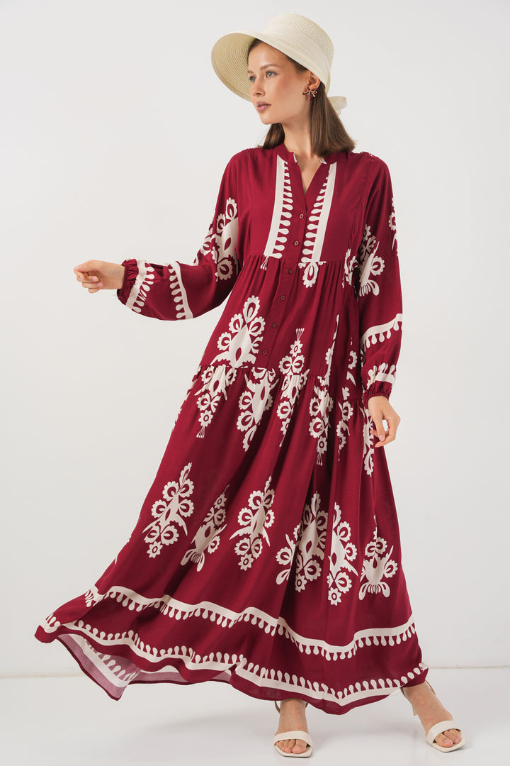 Bigdart Robe longue à motifs pour femme 2585 - Bordeaux A.