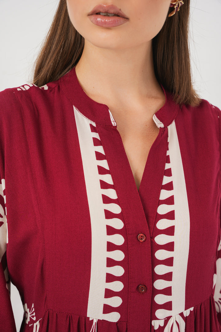 Bigdart Robe longue à motifs pour femme 2585 - Bordeaux A.