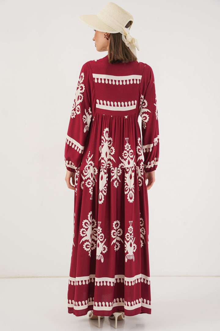 Bigdart Robe longue à motifs pour femme 2585 - Bordeaux A.