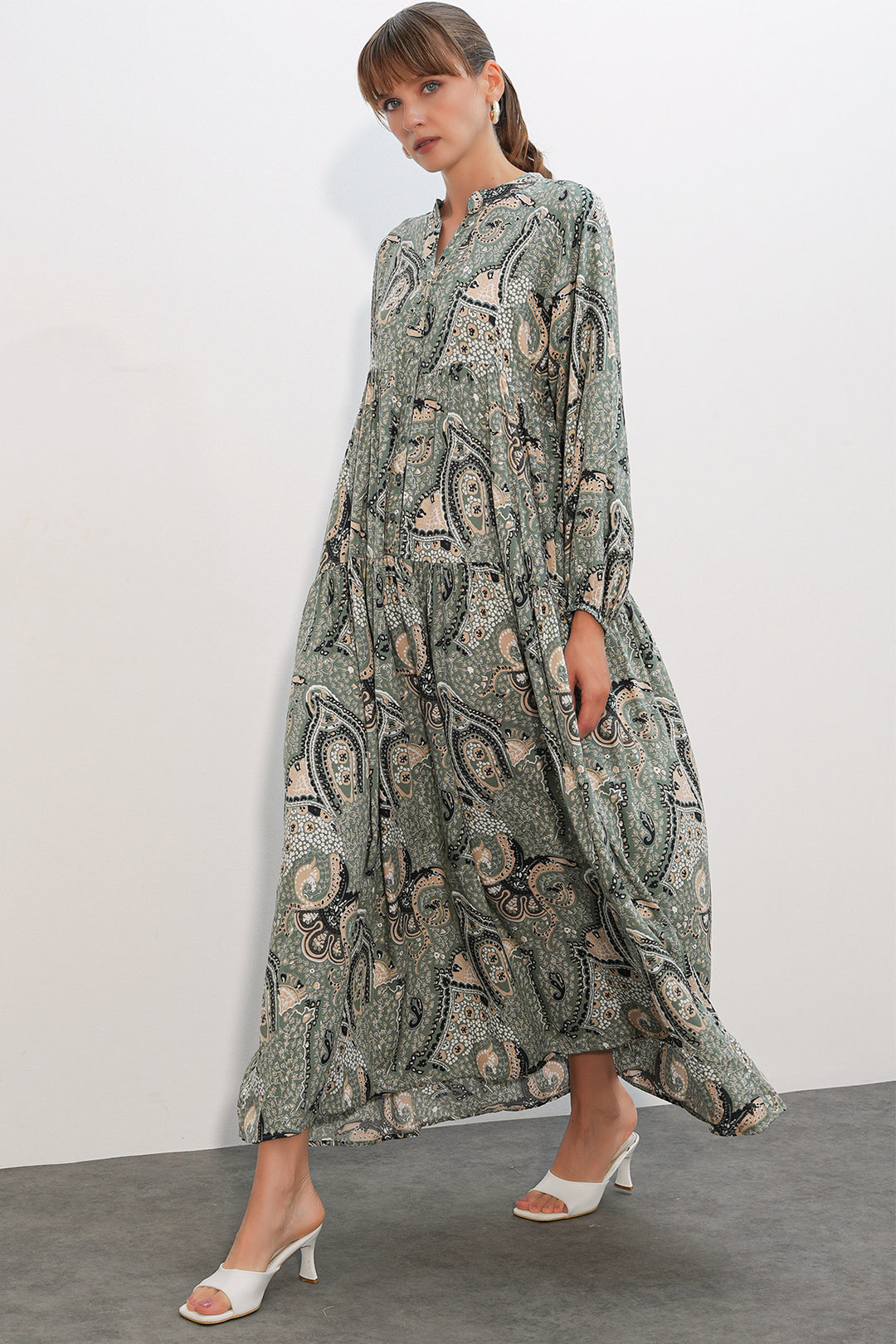 Bigdart Robe de hijab longue à motifs pour femme 2585 - Kaki