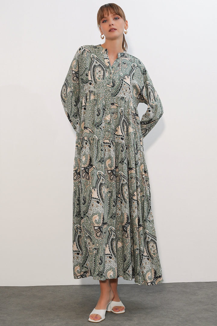 Bigdart Robe de hijab longue à motifs pour femme 2585 - Kaki