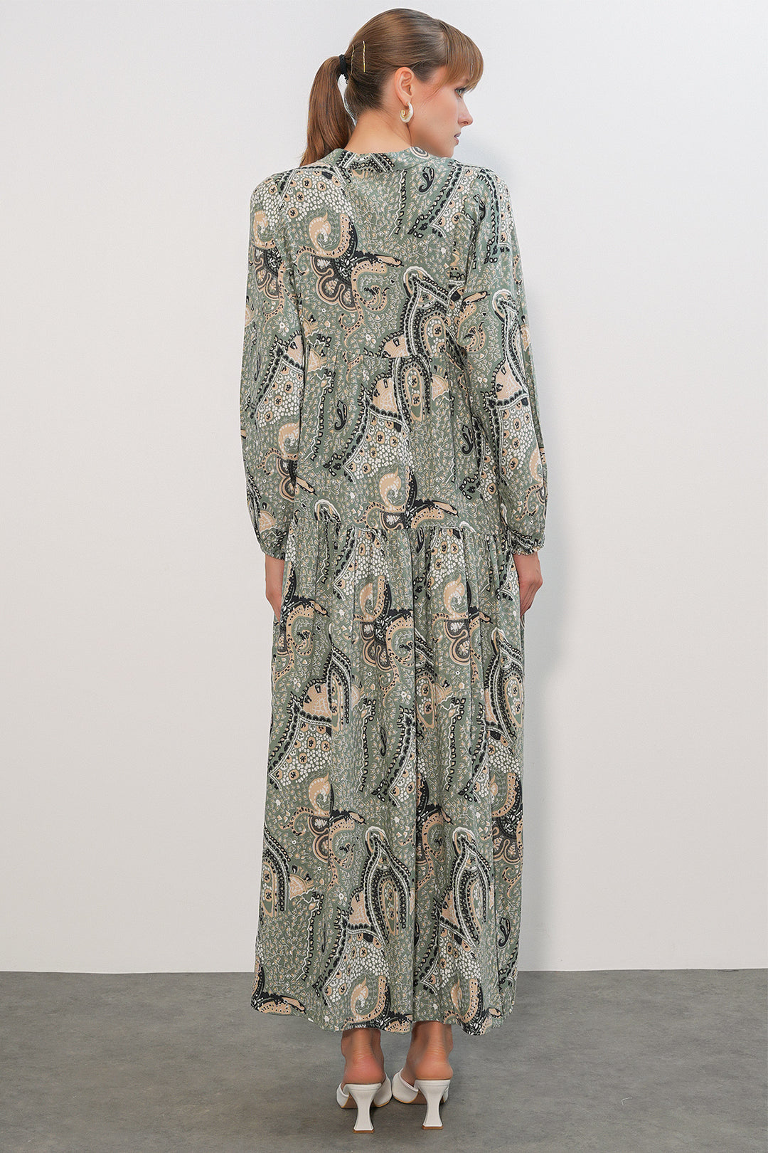 Bigdart Robe de hijab longue à motifs pour femme 2585 - Kaki