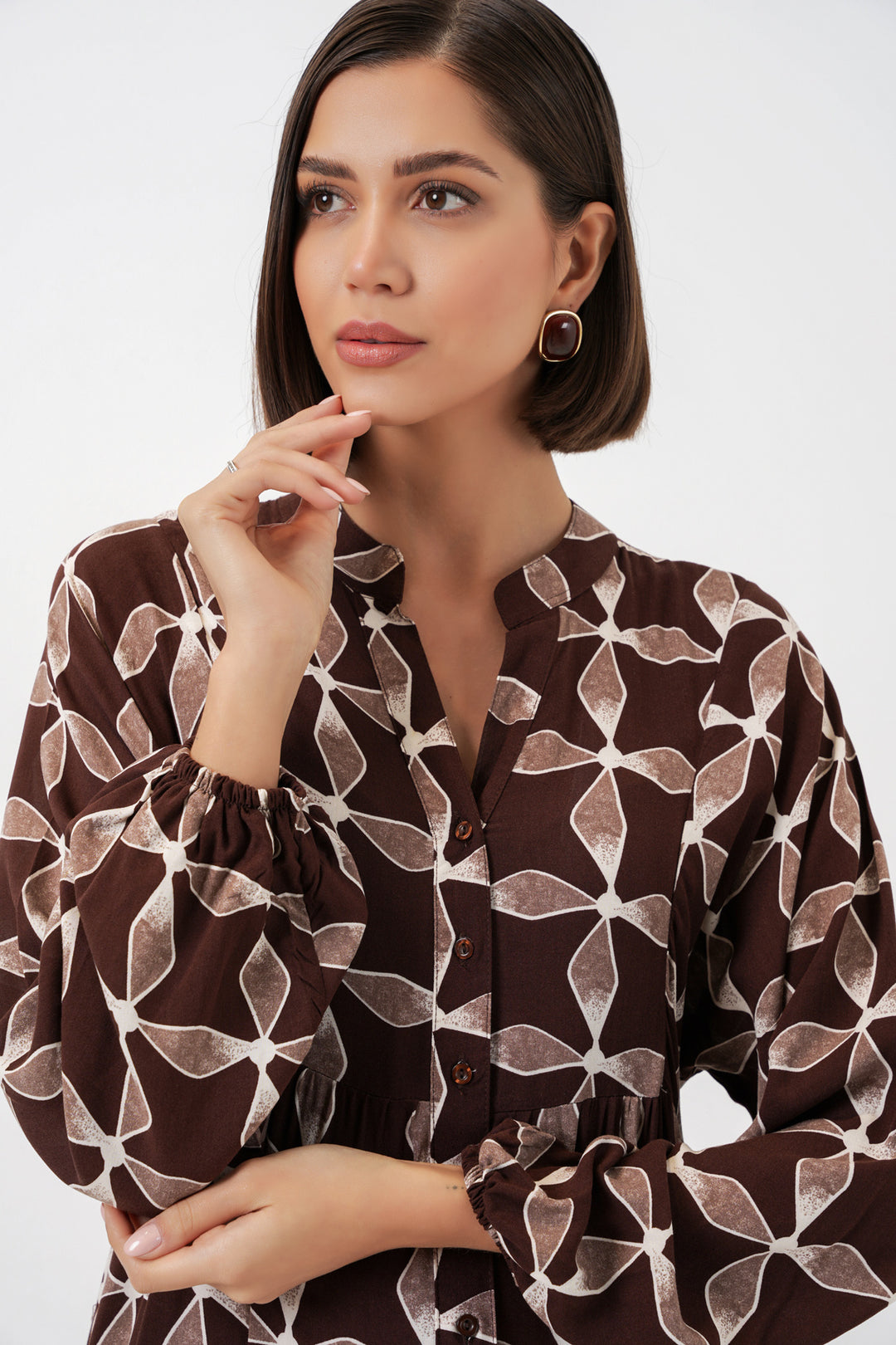 Bigdart Robe de hijab longue à motifs pour femmes 2585 - Marron clair