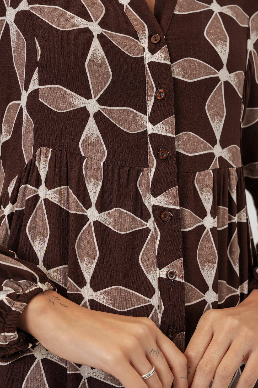 Bigdart Robe de hijab longue à motifs pour femmes 2585 - Marron clair