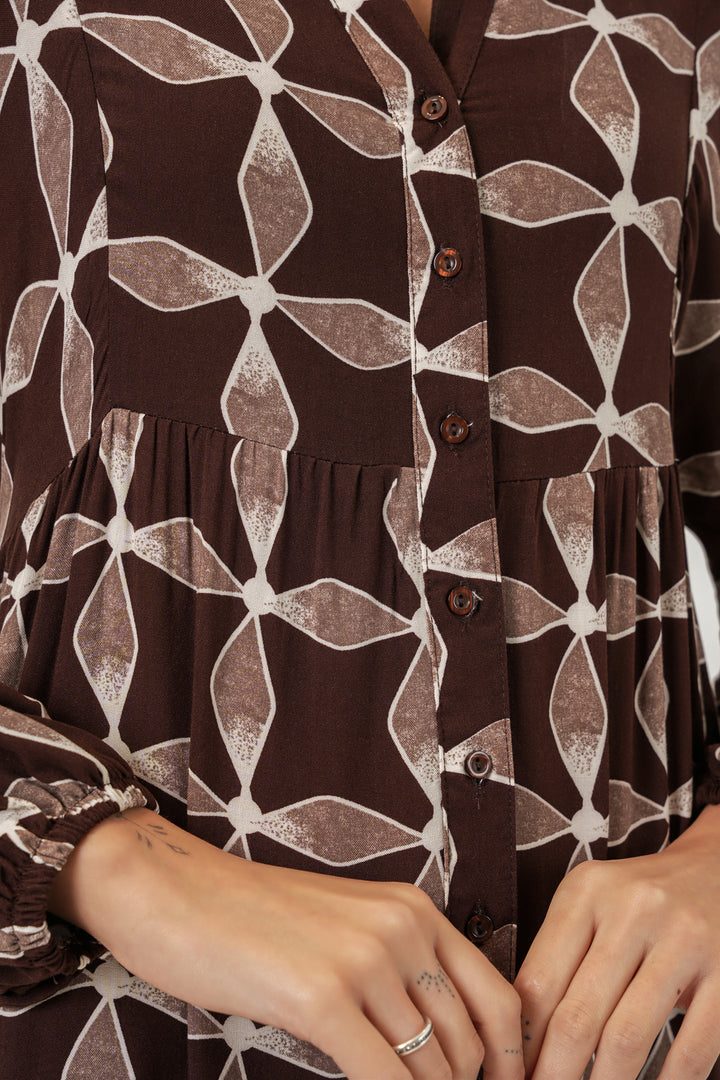 Bigdart Robe de hijab longue à motifs pour femmes 2585 - Marron clair