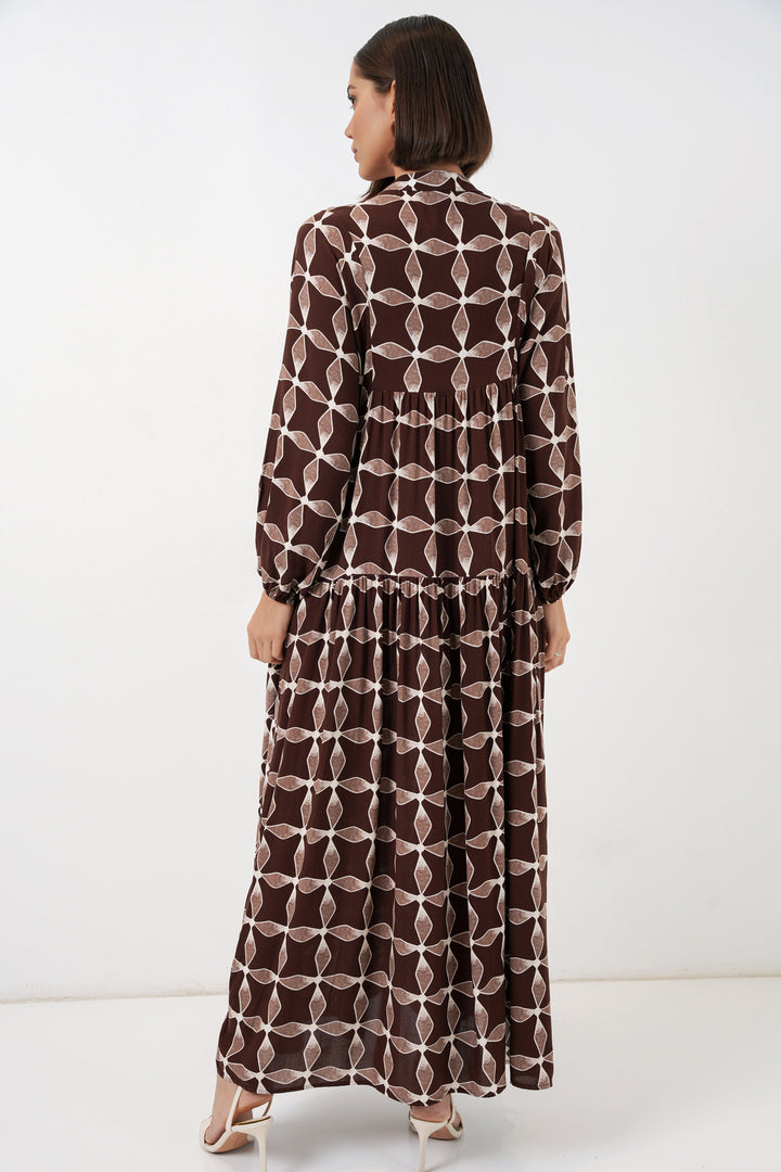 Bigdart Robe de hijab longue à motifs pour femmes 2585 - Marron clair