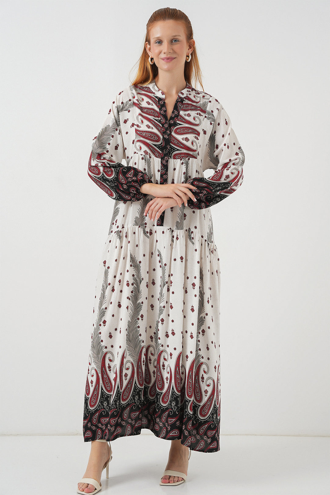 Bigdart Robe longue modeste à motifs pour femme 2585 - A.Rouge