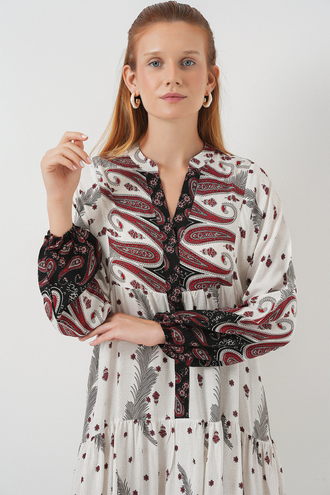 Bigdart Robe longue modeste à motifs pour femme 2585 - A.Rouge