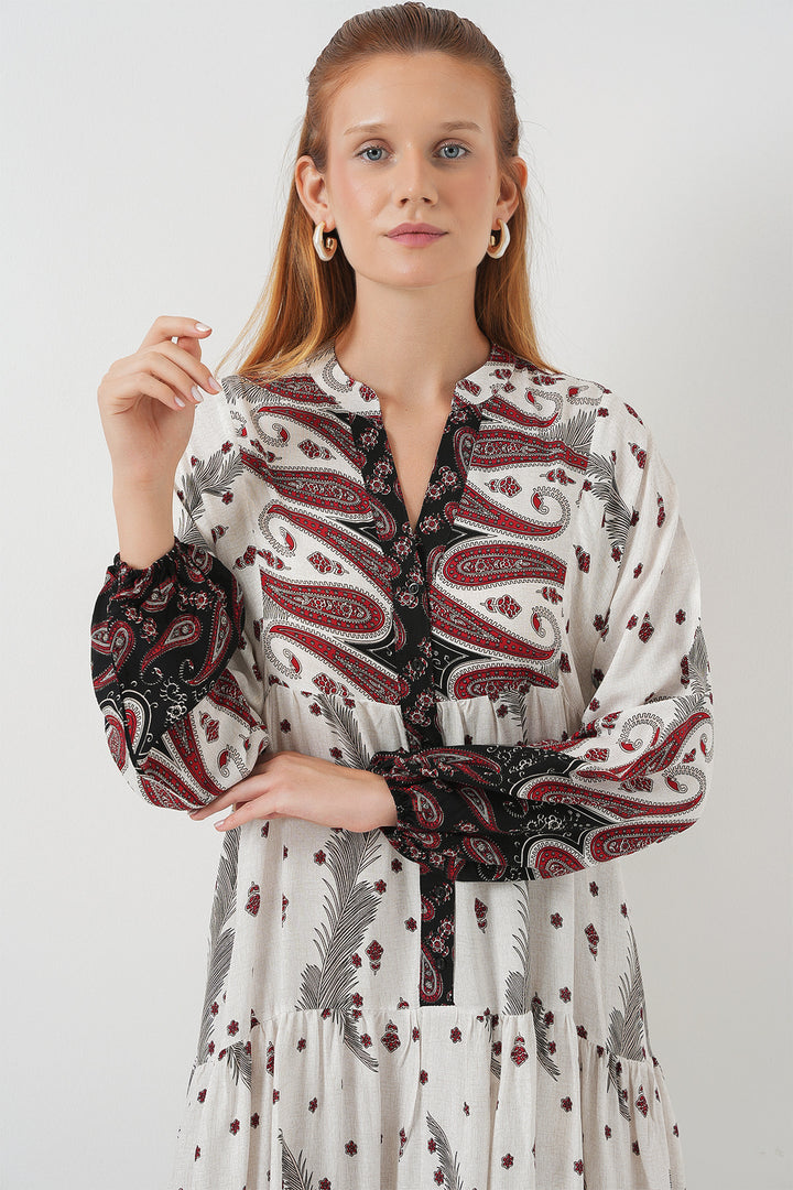 Bigdart Robe longue modeste à motifs pour femme 2585 - A.Rouge