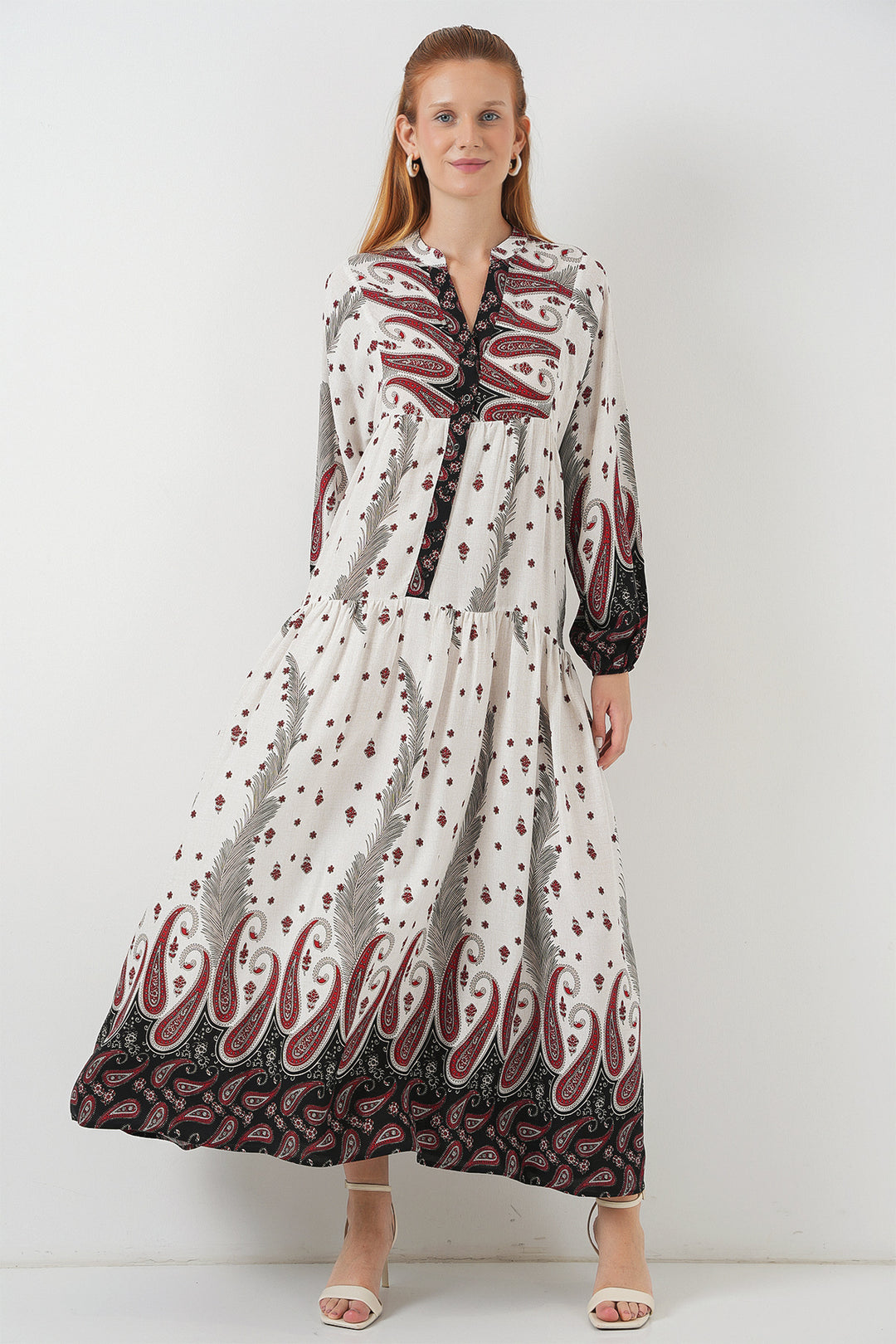 Bigdart Robe longue modeste à motifs pour femme 2585 - A.Rouge