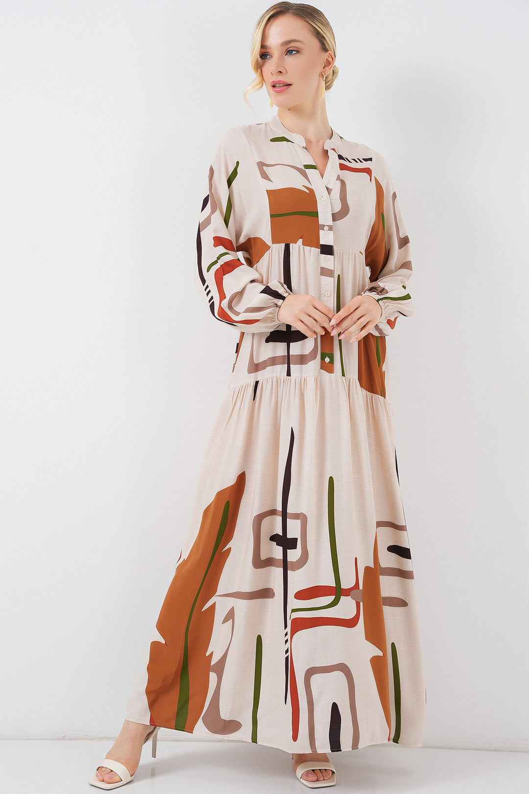 Bigdart Robe longue à motifs pour femmes 2585 - A.Crème