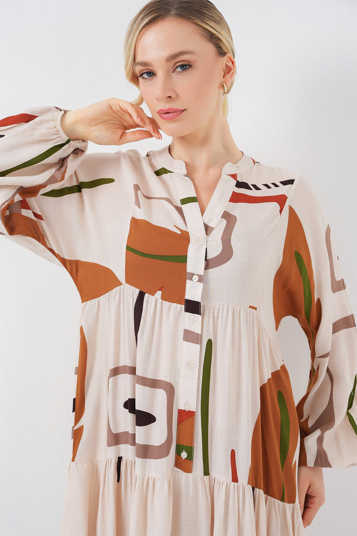 Bigdart Robe longue à motifs pour femmes 2585 - A.Crème