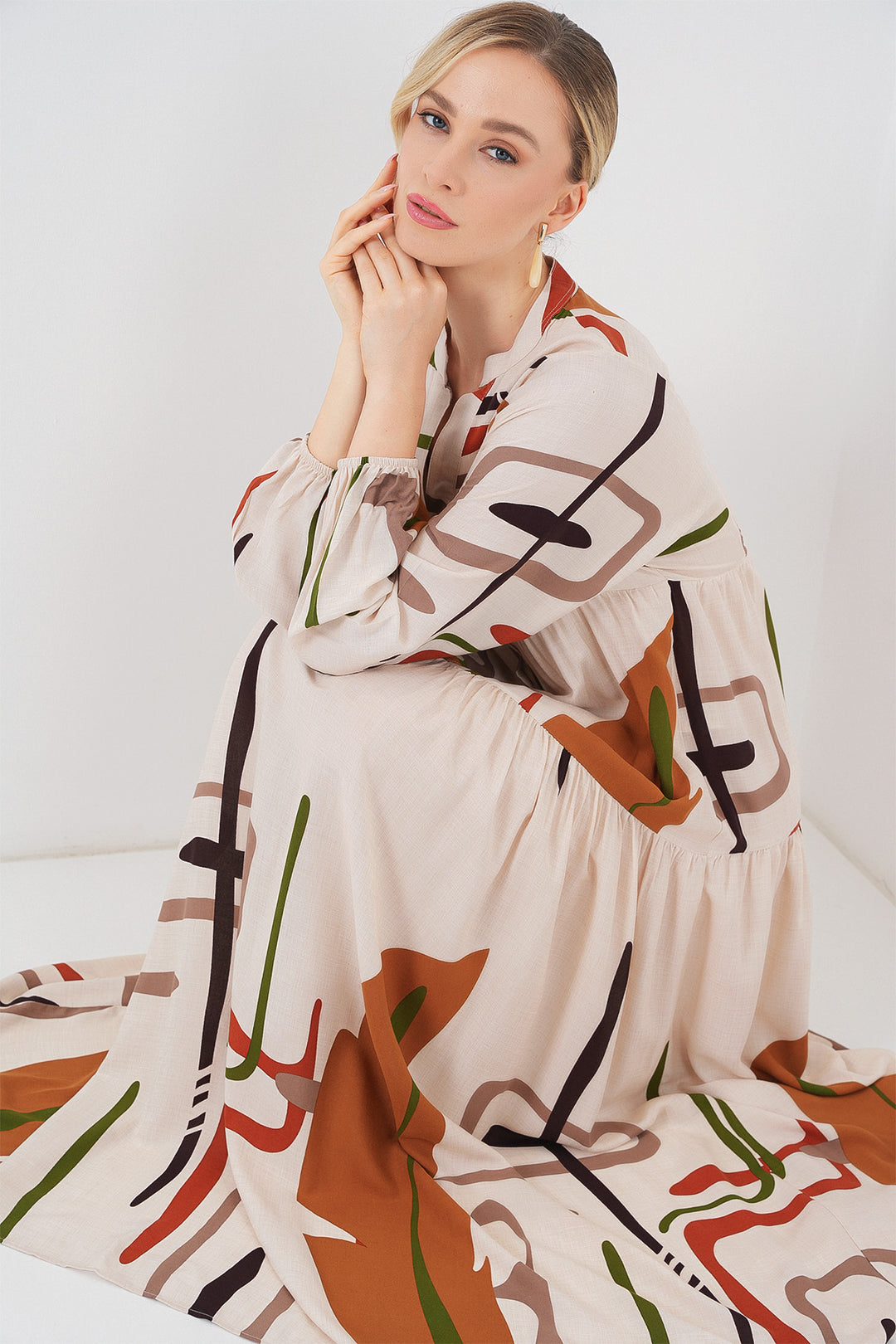 Bigdart Robe longue à motifs pour femmes 2585 - A.Crème