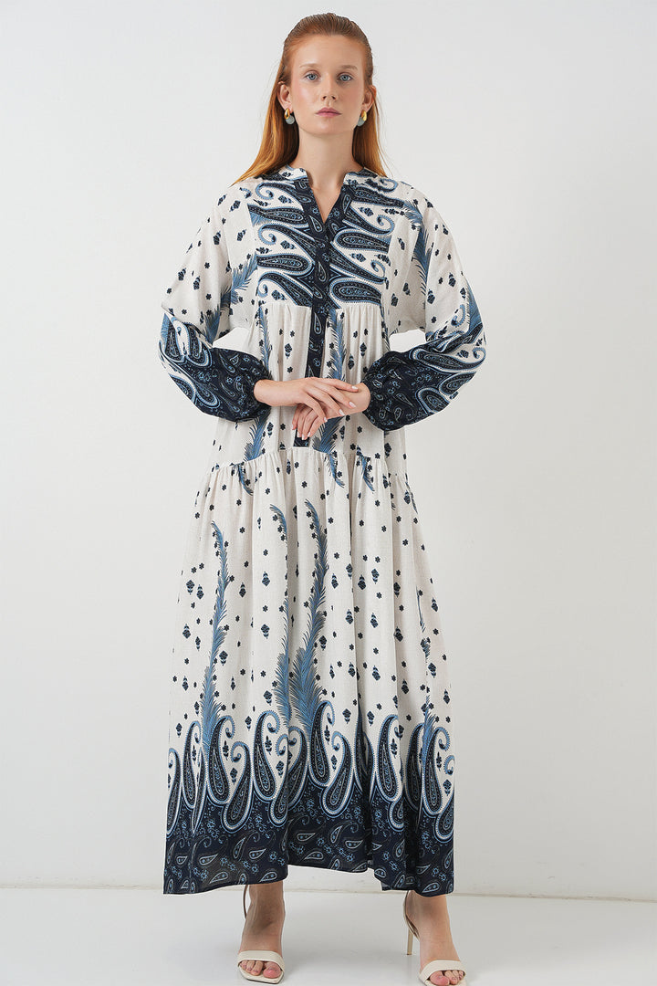 Bigdart Robe longue modeste à motifs pour femme 2585 - A.Bleu marine