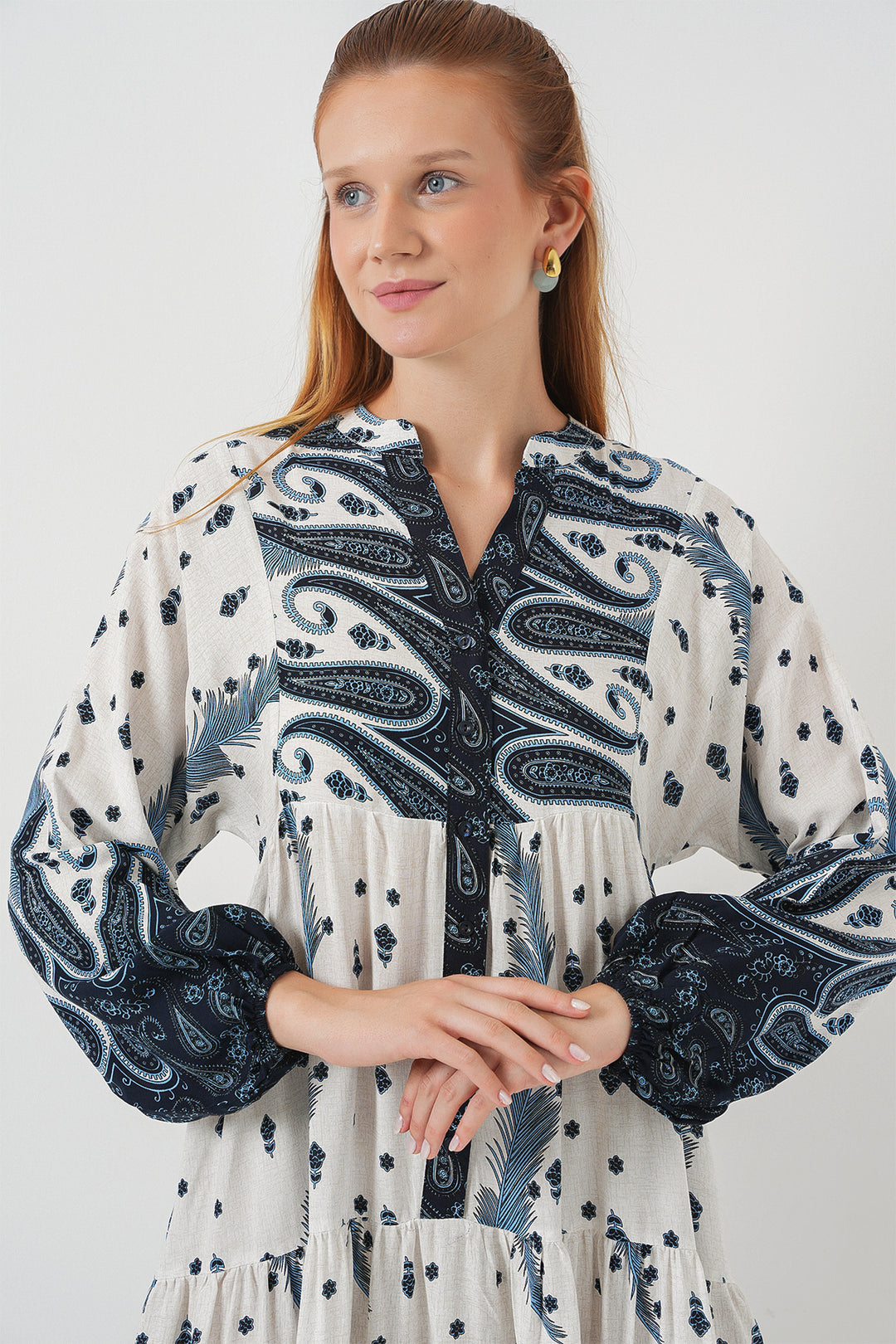 Bigdart Robe longue modeste à motifs pour femme 2585 - A.Bleu marine