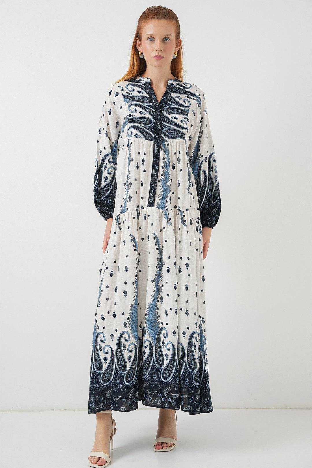Bigdart Robe longue modeste à motifs pour femme 2585 - A.Bleu marine
