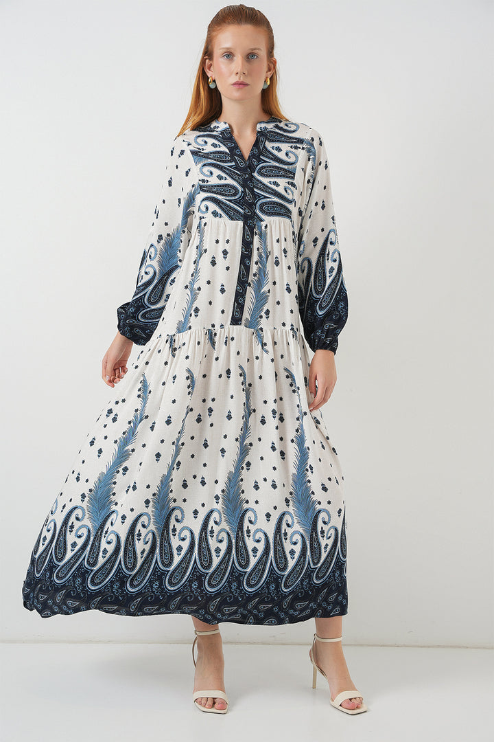 Bigdart Robe longue modeste à motifs pour femme 2585 - A.Bleu marine