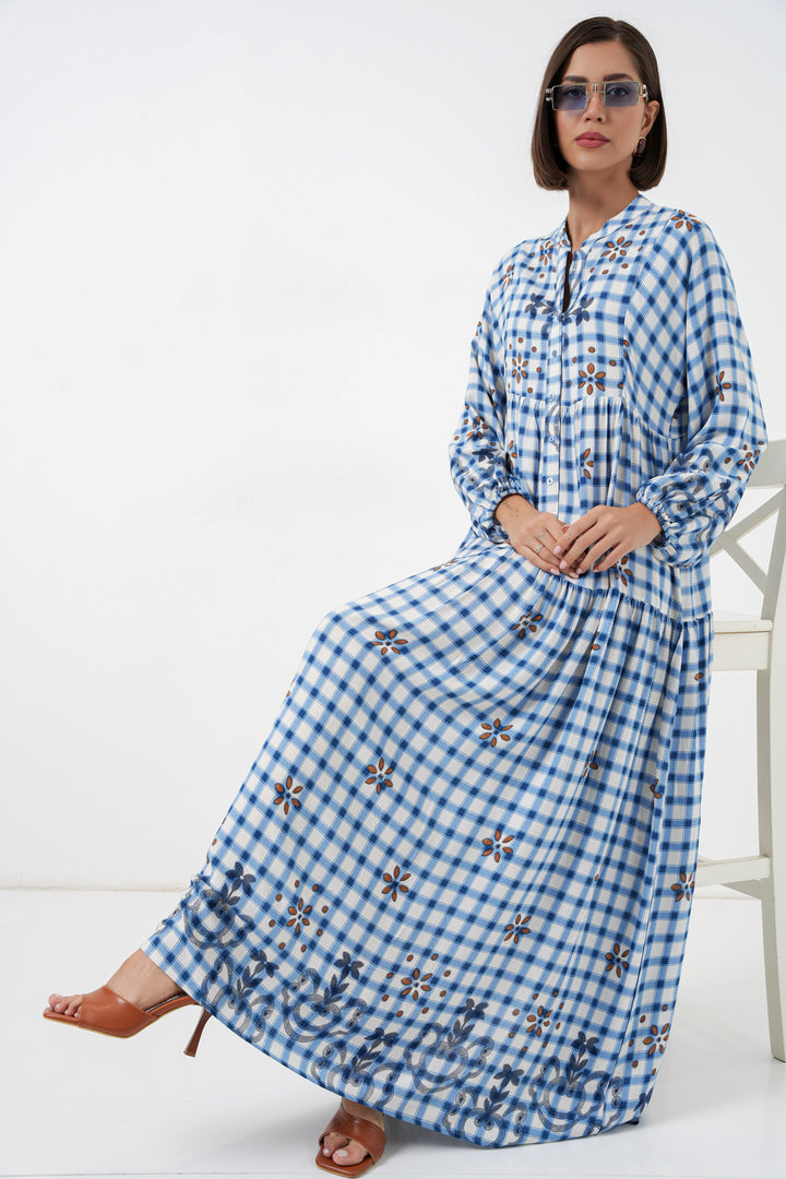 Bigdart Robe de hijab longue à motifs pour femmes 2585 - Bleu