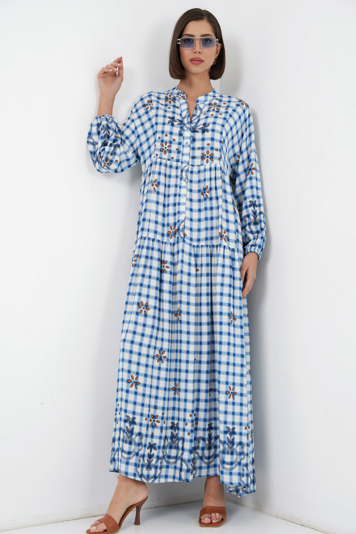 Bigdart Robe de hijab longue à motifs pour femmes 2585 - Bleu