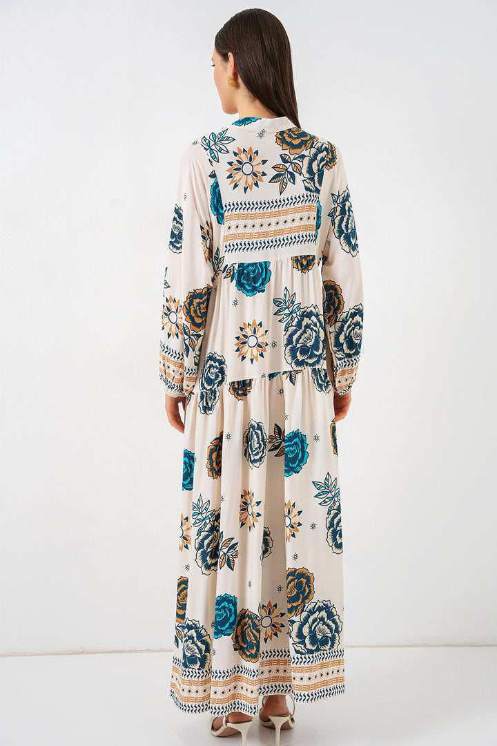 Bigdart Robe longue de hijab à motifs pour femme 2585 - Bleu roi