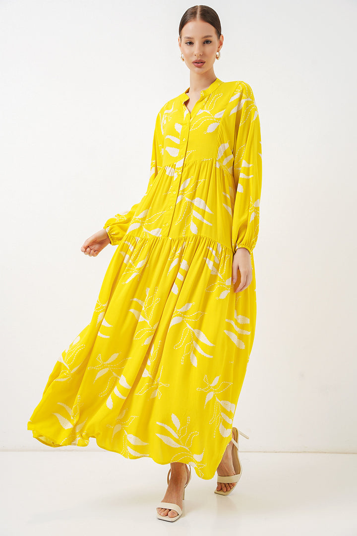 Bigdart Robe longue modestie à motifs femme 2585 - Jaune