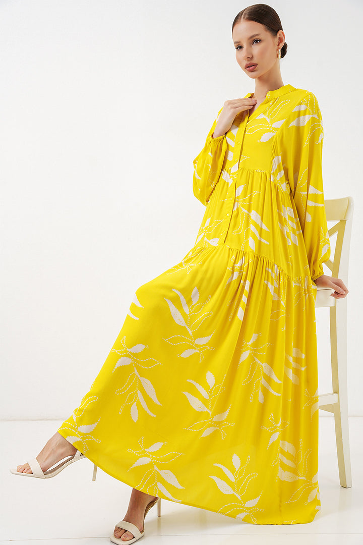 Bigdart Robe longue modestie à motifs femme 2585 - Jaune