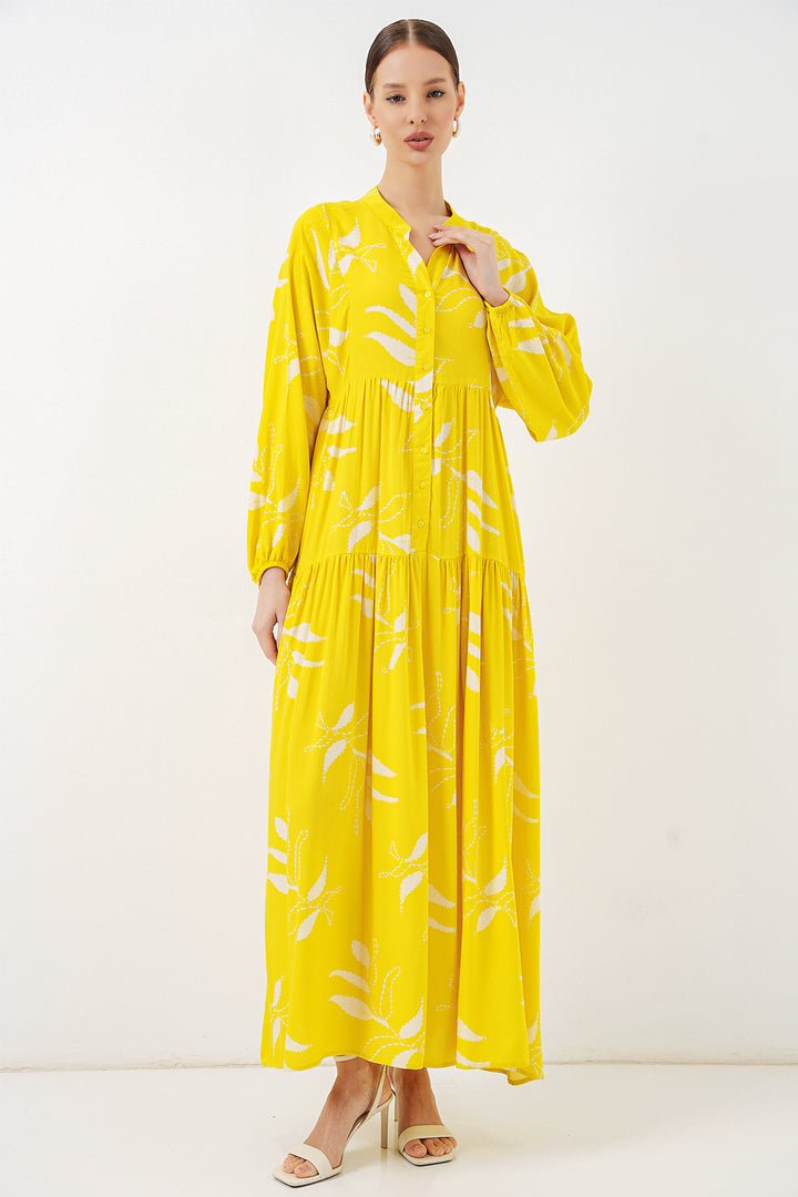 Bigdart Robe longue modestie à motifs femme 2585 - Jaune