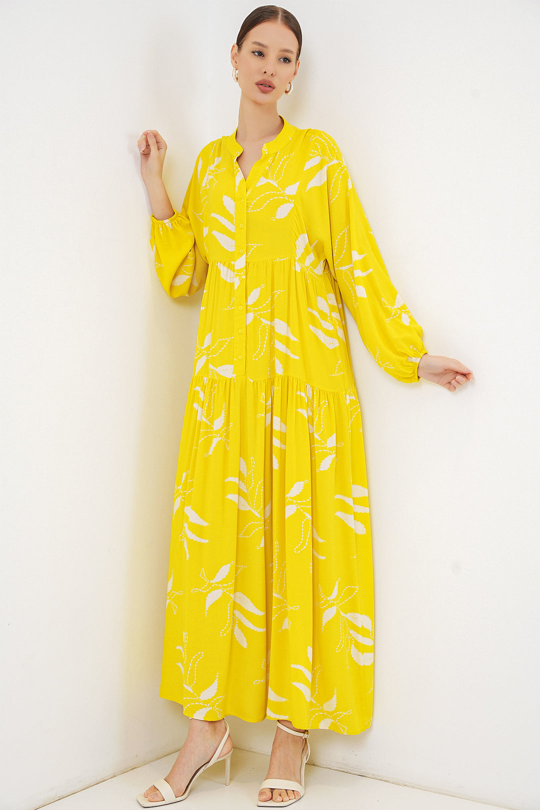 Bigdart Robe longue modestie à motifs femme 2585 - Jaune