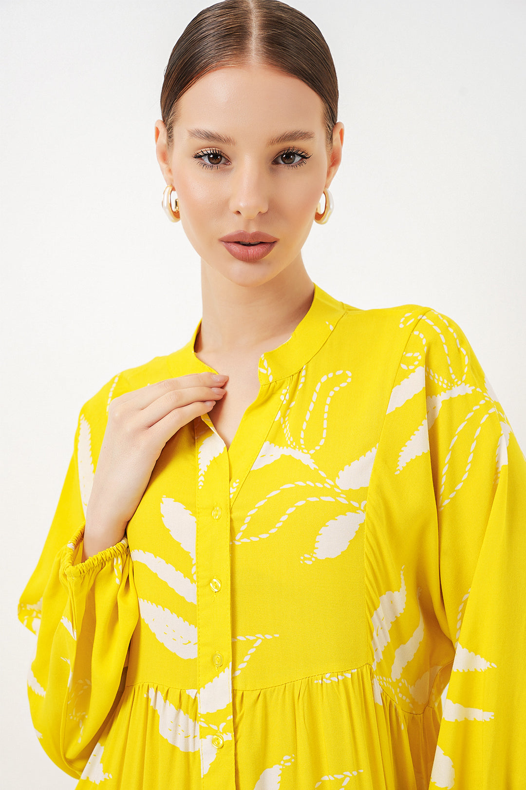 Bigdart Robe longue modestie à motifs femme 2585 - Jaune