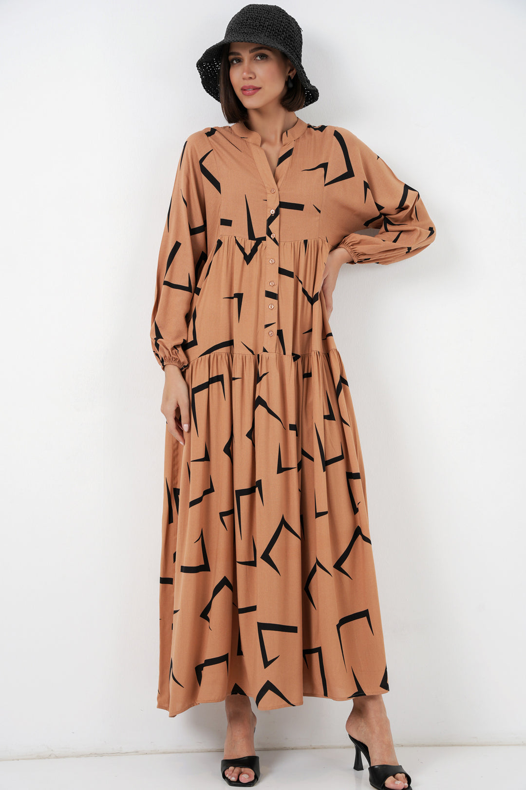 Bigdart Robe de hijab longue à motifs pour femmes 2585 - Beige
