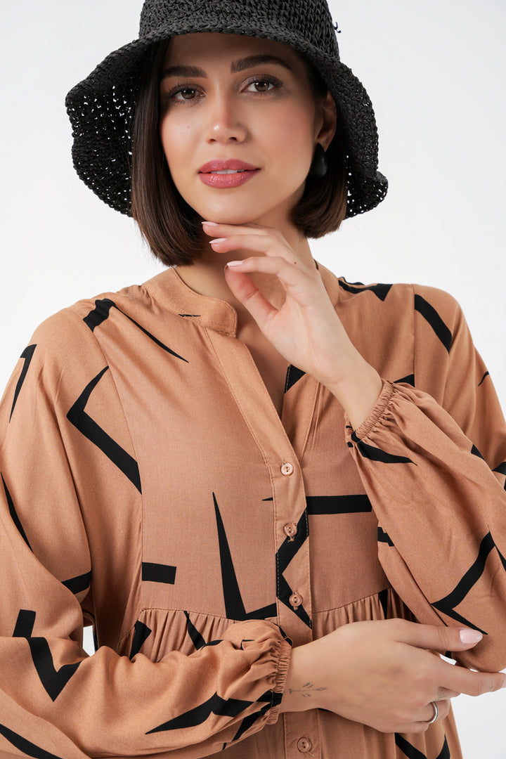 Bigdart Robe de hijab longue à motifs pour femmes 2585 - Beige