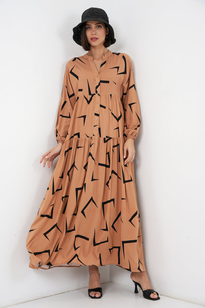 Bigdart Robe de hijab longue à motifs pour femmes 2585 - Beige