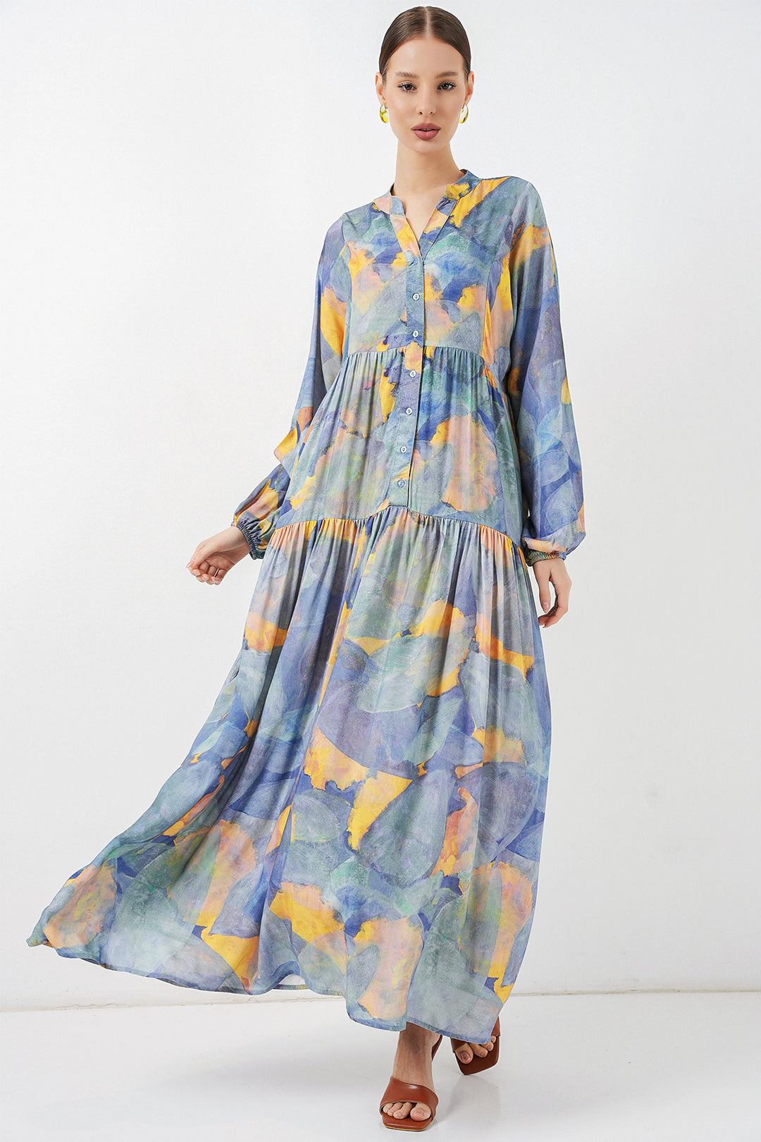Bigdart Robe longue modélisée pour femme 2585 - açik Bleu