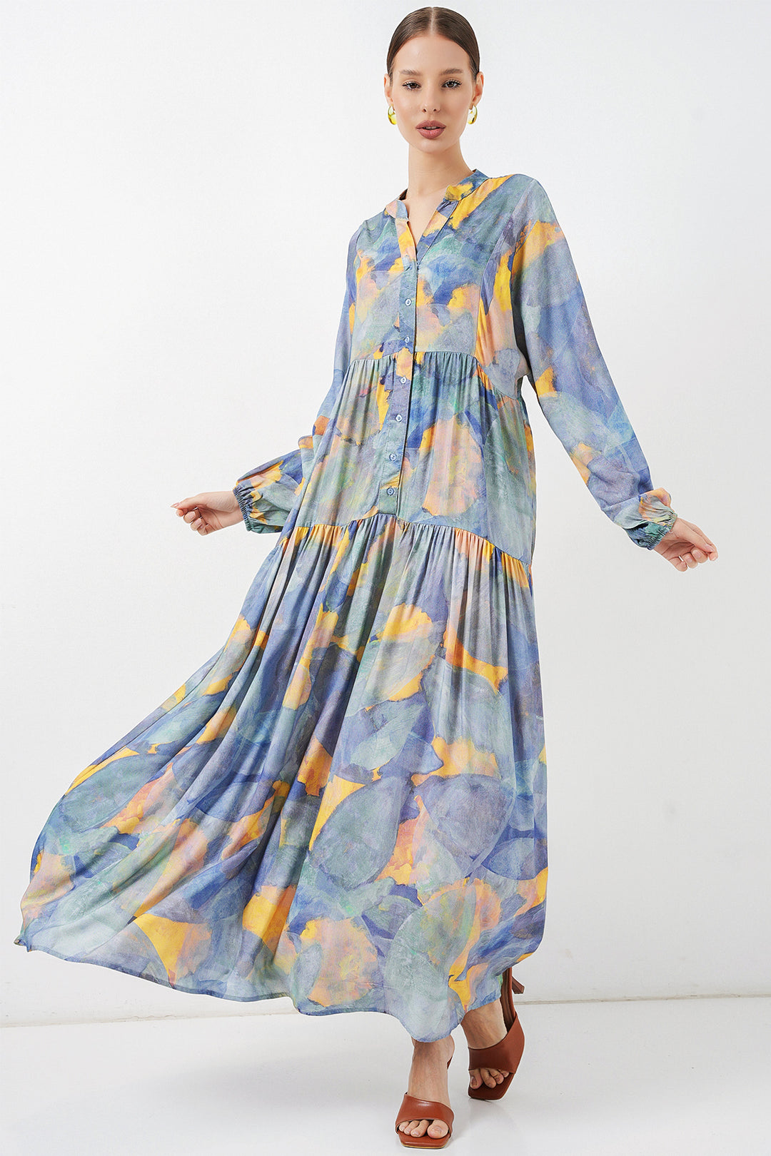 Bigdart Robe longue modélisée pour femme 2585 - açik Bleu