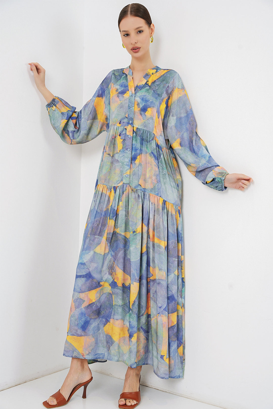 Bigdart Robe longue modélisée pour femme 2585 - açik Bleu