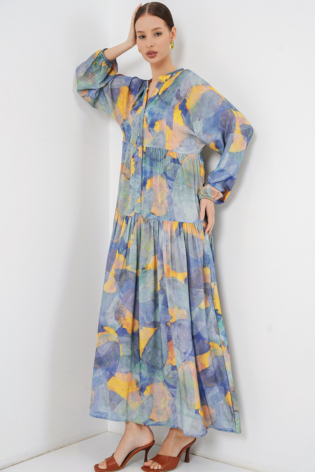 Bigdart Robe longue modélisée pour femme 2585 - açik Bleu