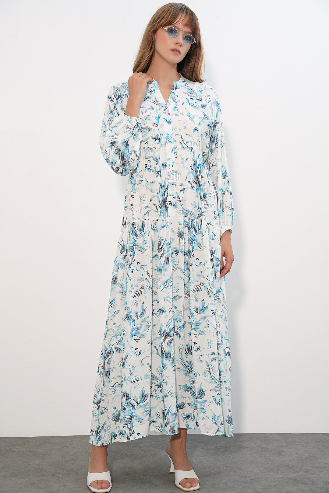Bigdart Robe longue modeste à motifs pour femmes 2585 - B.Blanc