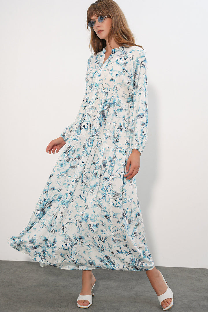 Bigdart Robe longue modeste à motifs pour femmes 2585 - B.Blanc