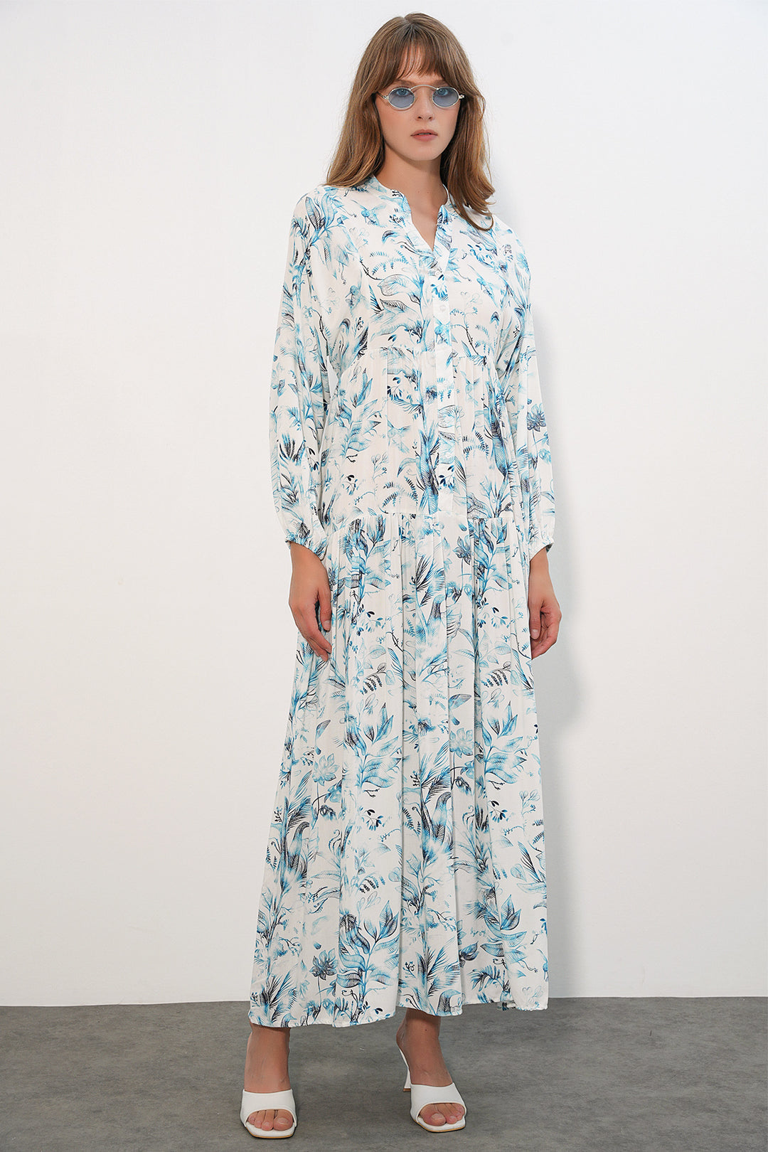 Bigdart Robe longue modeste à motifs pour femmes 2585 - B.Blanc